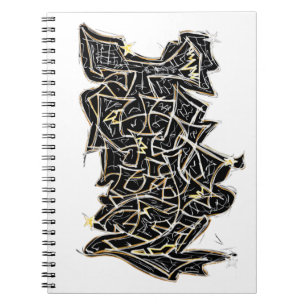 Caderno Espiral Notebook com letras Grafites pretas