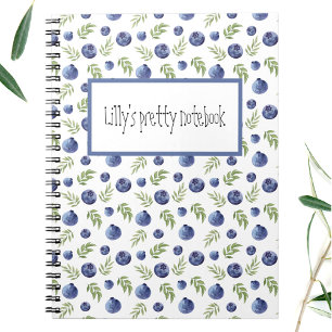 Caderno Espiral Notebook com mirtilos com seu próprio texto