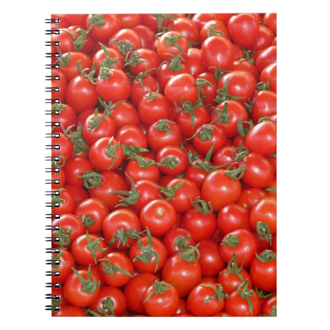 Caderno Espiral Notebook com muitos tomates cereja (Frente)