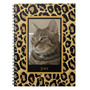 Caderno Espiral Notebook com Nome de Foto Personalizado de Cat Leo