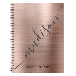 Caderno Espiral Notebook com nome de script do Monograma Dourado d