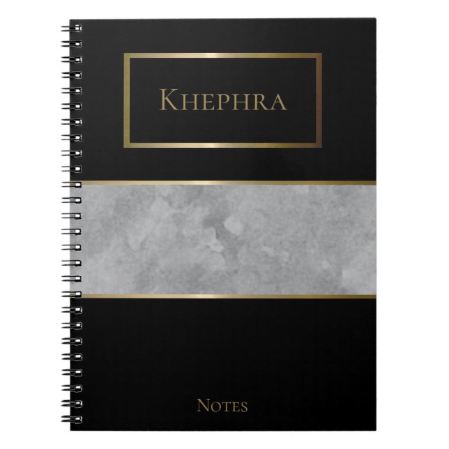 Caderno Espiral Notebook com nome monograma de Cinza simples (Frente)