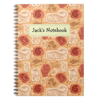 Caderno Espiral Notebook com nome personalizado Dinossaur Fossils