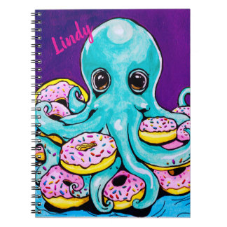 Caderno Espiral Notebook com Octopus e rosquinha Spiral