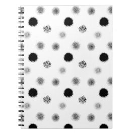 Caderno Espiral Notebook com padrão de círculo de Abstrato preto e