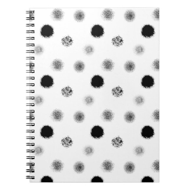 Caderno Espiral Notebook com padrão de círculo de Abstrato preto e (Frente)