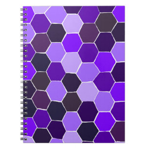 Caderno Espiral Notebook com padrão de colcha hexagonal roxo