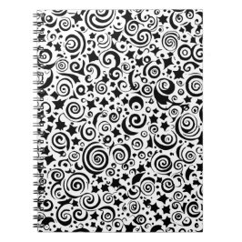 Caderno Espiral Notebook com padrão de espirros e estrelas
