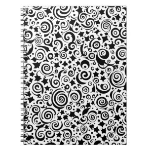 Caderno Espiral Notebook com padrão de espirros e estrelas