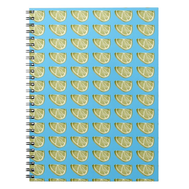 Caderno Espiral Notebook com padrão de fatia de Limão verde (Frente)
