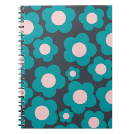 Caderno Espiral Notebook com padrão de flor de Hippie azul pré-dis