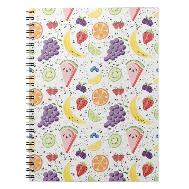 Caderno Espiral Notebook com padrão de fruta (Frente)