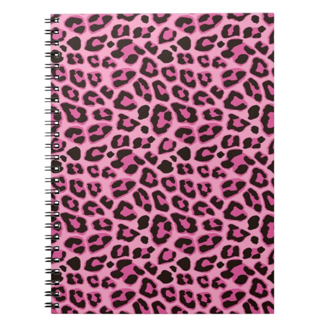 Caderno Espiral Notebook com padrão de impressão de animais leopar (Frente)