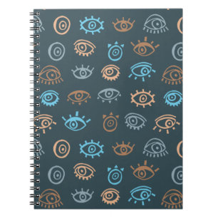 Caderno Espiral Notebook com padrão de olhos mau