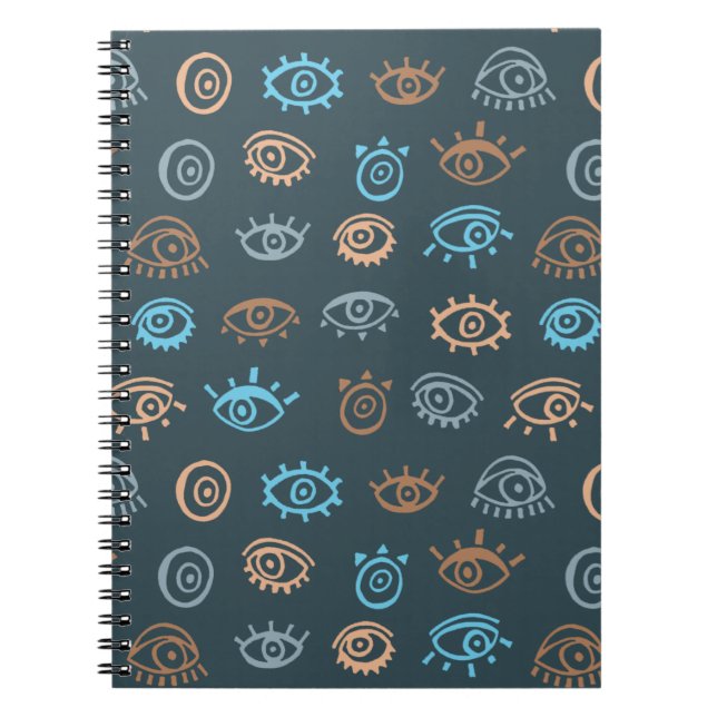 Caderno Espiral Notebook com padrão de olhos mau (Frente)