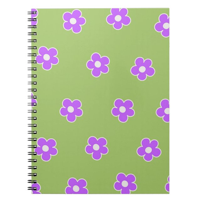 Caderno Espiral Notebook com padrão de ventilador Y2K Retro Roxo V (Frente)