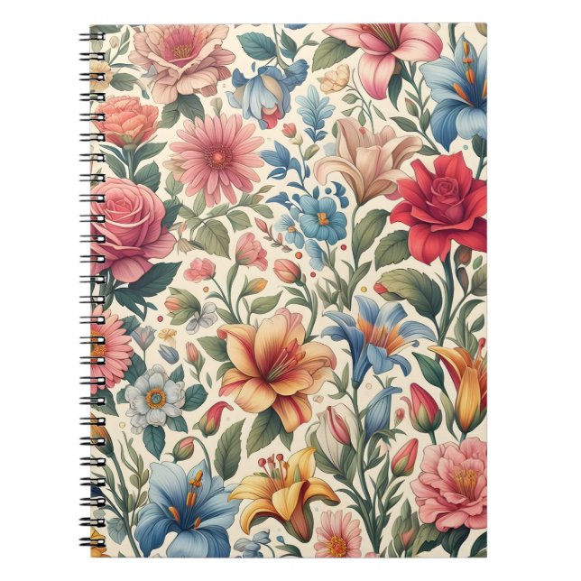 Caderno Espiral Notebook com padrão floral (Frente)