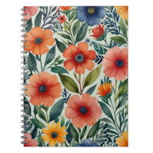 Notebook com Padrão Floral Espiral elegante