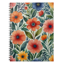 Caderno Espiral Notebook com Padrão Floral Espiral elegante