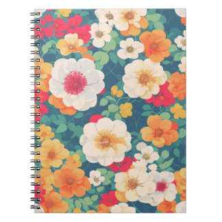 Caderno Espiral Notebook com padrão floral vibrante