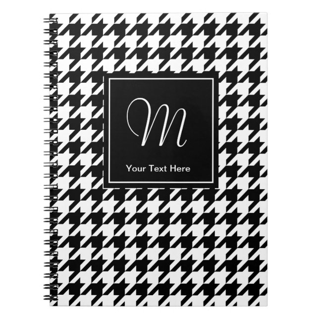Caderno Espiral Notebook com padrão Houndstooth com monograma pers (Frente)