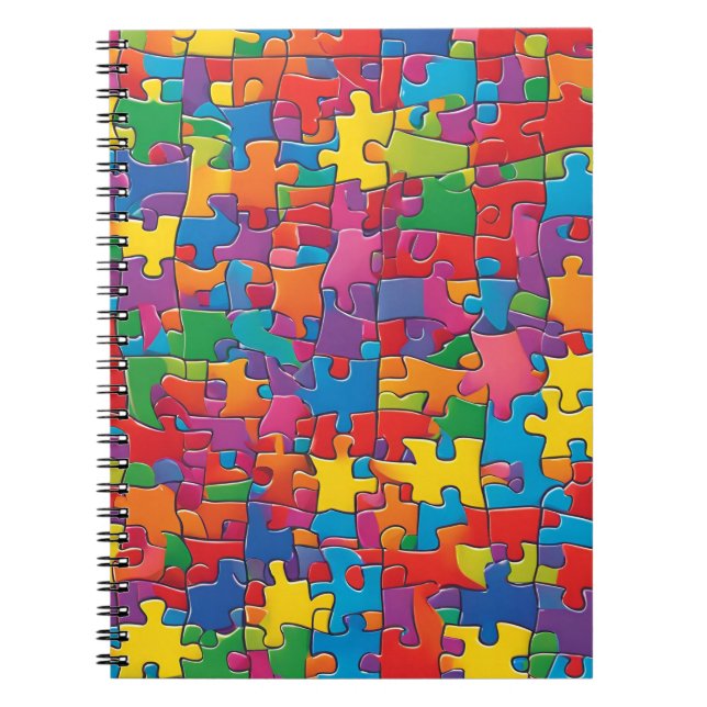Caderno Espiral Notebook com padrão quebra-cabeça - Para mentes cr (Frente)