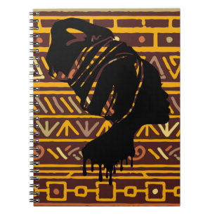 Caderno Espiral Notebook com padrão tribal para mulheres negras