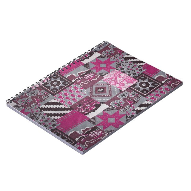 Caderno Espiral Notebook com patch rosa (Left Side)