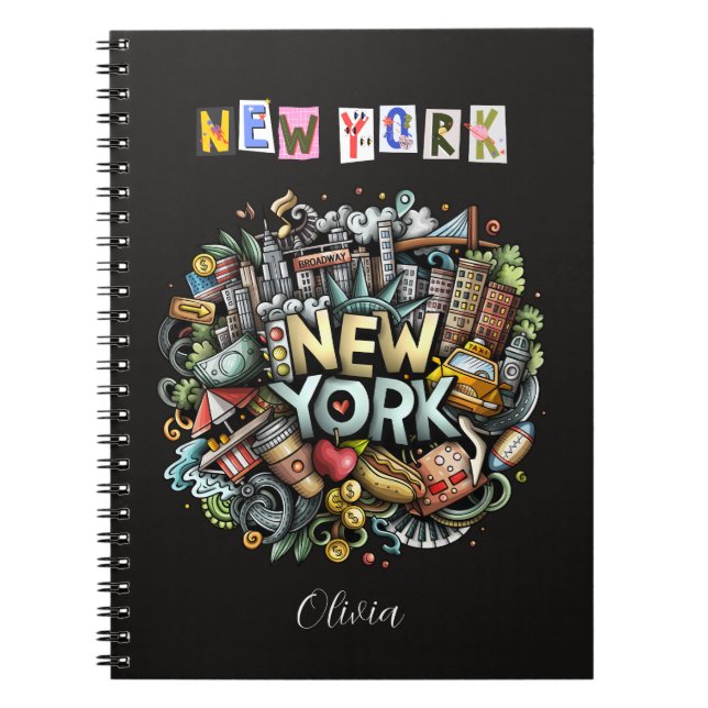 Caderno Espiral Notebook com porta Nova Iorque personalizado (Frente)