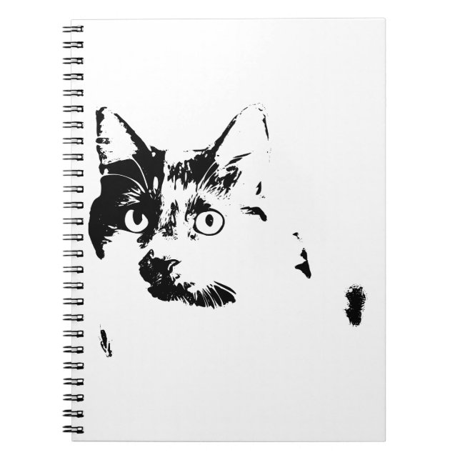 Caderno Espiral Notebook com retrato de gato vigilante (Frente)
