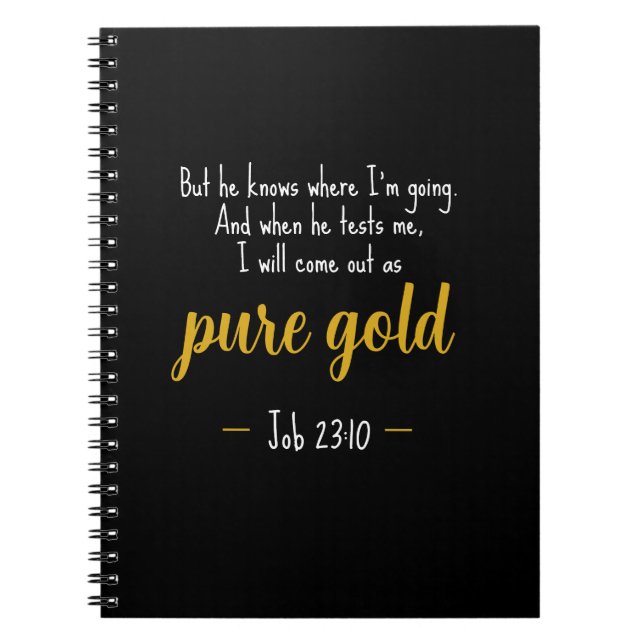 Caderno Espiral Notebook com script Dourado puro 23:10 (Frente)