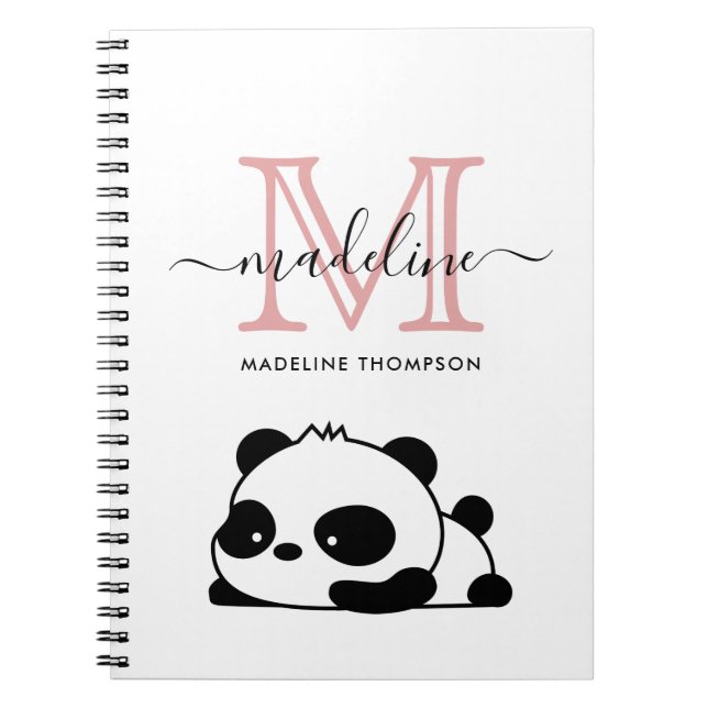 Caderno Espiral Notebook com Script Panda Blush Pink Monogramas Ro (Frente)