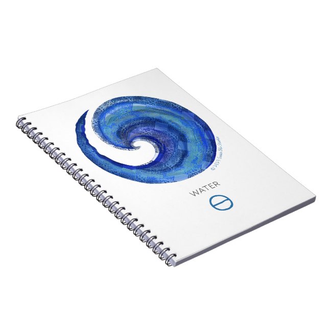 Caderno Espiral Notebook com símbolo de água nos estúdios Susea Bl (Lado Direito)