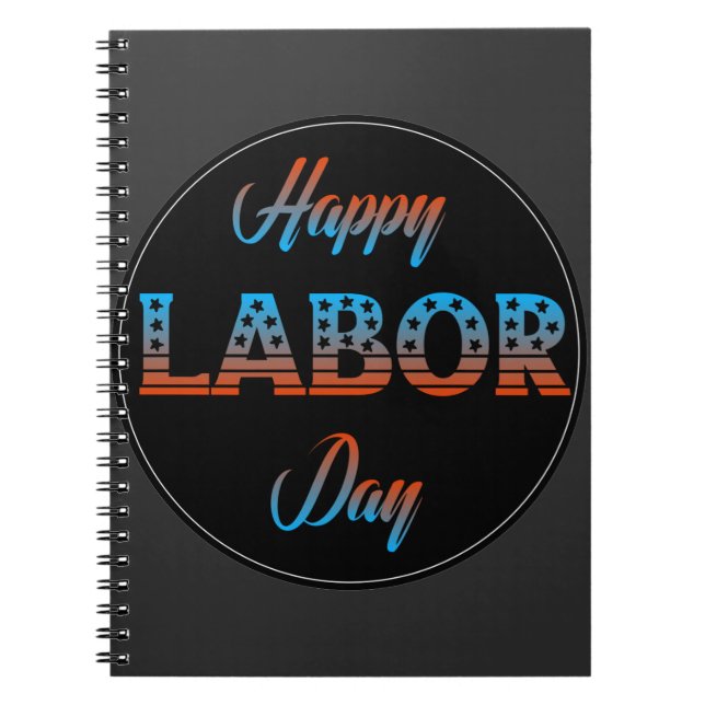 Caderno Espiral Notebook com Sinal de Dia do Trabalho Feliz (Frente)