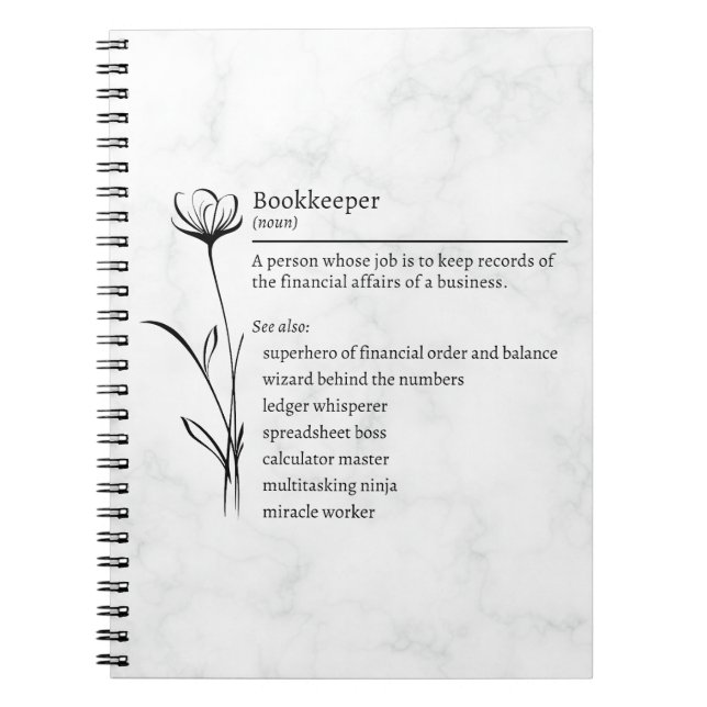 Caderno Espiral Notebook com Sinônimo de Definição de Bookkeeper (Frente)
