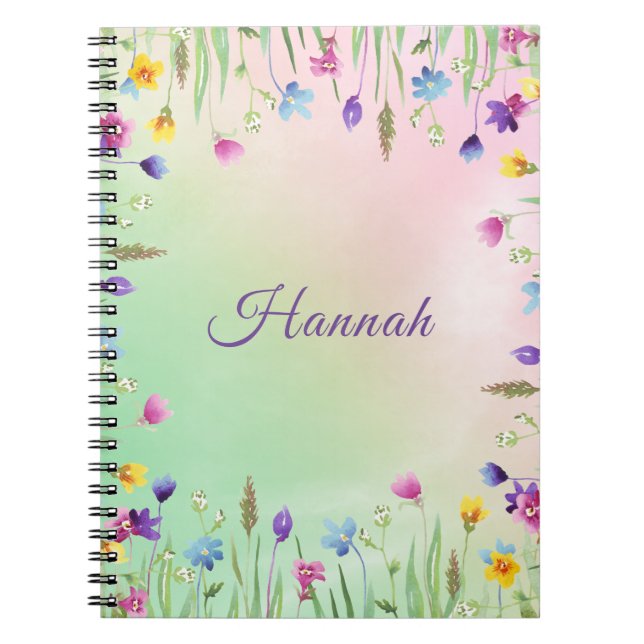 Caderno Espiral Notebook com tema Floral com nome (Frente)