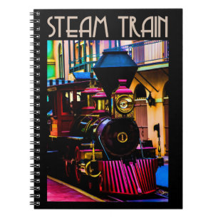 Caderno Espiral Notebook com trem a vapor