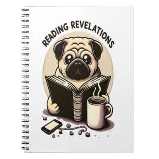 Caderno Espiral Notebook com um cachorro, café e livro
