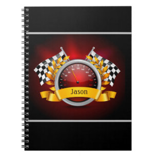 Caderno Espiral Notebook com velocidade do carro
