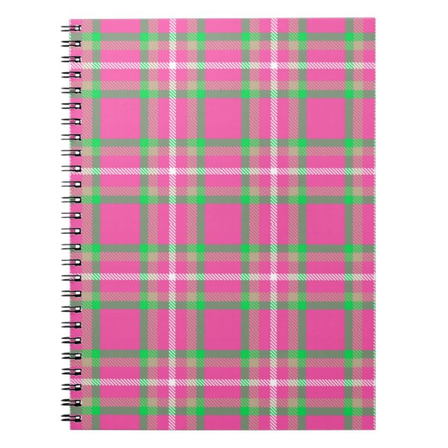 Caderno Espiral Notebook com Xadrez rosa (Frente)