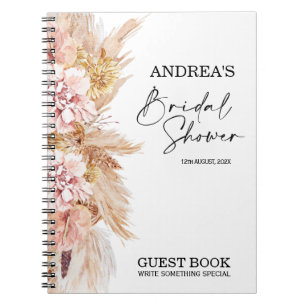 Caderno Espiral Notebook Convidado para Chá de panela Floral Blush