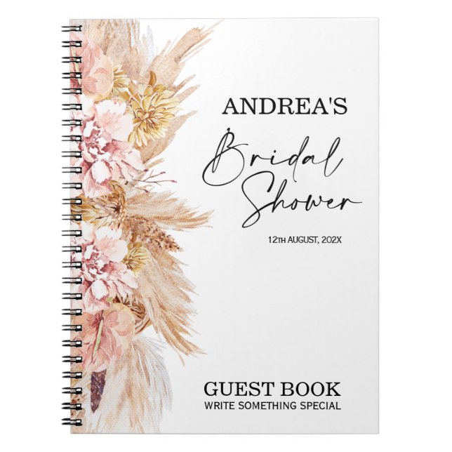 Caderno Espiral Notebook Convidado para Chá de panela Floral Blush (Frente)