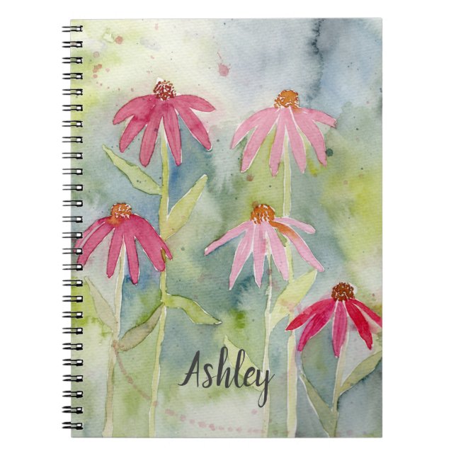 Caderno Espiral Notebook Cor de Água para Conversores Rosa (Frente)