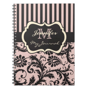 Caderno Espiral Notebook cor-de-rosa, Cinza, Diário para Damasco