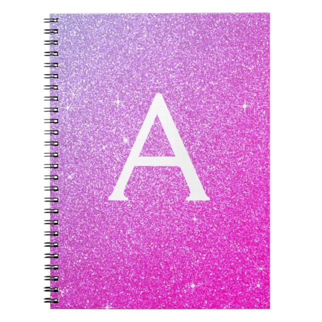Caderno Espiral Notebook cor-de-rosa com brilho repicante (Frente)