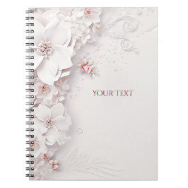 Caderno Espiral Notebook cor-de-rosa com luvas e marfim