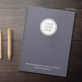 Caderno Espiral Notebook corporativo com logotipo e informações co