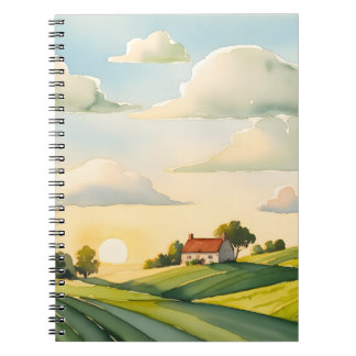 Caderno Espiral Notebook Countryside Sunset Colinas