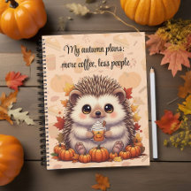Notebook Cozy Hedgehog Autumn Coffee