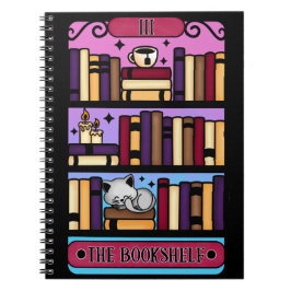 Caderno Espiral Notebook Cozy Reader Bookshelf Tarot